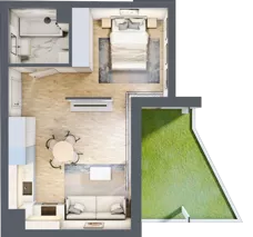 1 pokój, mieszkanie 36,24 m², parter, oferta nr A.0.04, Wyspiański Apartamenty, Żyrardów, ul. Wyspiańskiego 8
