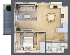 2 pokoje, mieszkanie 43,88 m², piętro 4, oferta nr B.4.87, Wyspiański Apartamenty, Żyrardów, ul. Wyspiańskiego 8