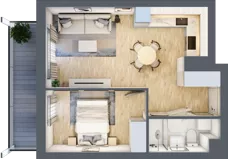 2 pokoje, mieszkanie 36,66 m², piętro 1, oferta nr C.1.103, Wyspiański Apartamenty, Żyrardów, ul. Wyspiańskiego 8