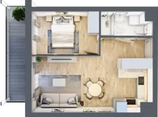 2 pokoje, mieszkanie 38,25 m², piętro 1, oferta nr B.1.55, Wyspiański Apartamenty, Żyrardów, ul. Wyspiańskiego 8