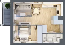 2 pokoje, mieszkanie 37,79 m², piętro 1, oferta nr C.1.102, Wyspiański Apartamenty, Żyrardów, ul. Wyspiańskiego 8
