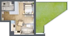 1 pokój, mieszkanie 31,92 m², parter, oferta nr B.0.49, Wyspiański Apartamenty, Żyrardów, ul. Wyspiańskiego 8