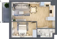 2 pokoje, mieszkanie 37,52 m², piętro 1, oferta nr A.1.14, Wyspiański Apartamenty, Żyrardów, ul. Wyspiańskiego 8