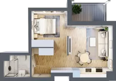 1 pokój, mieszkanie 34,77 m², piętro 1, oferta nr B.1.53, Wyspiański Apartamenty, Żyrardów, ul. Wyspiańskiego 8