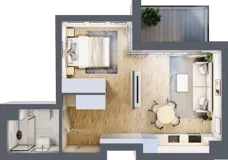 1 pokój, mieszkanie 34,77 m², piętro 2, oferta nr B.2.63, Wyspiański Apartamenty, Żyrardów, ul. Wyspiańskiego 8