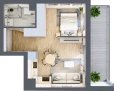 1 pokój, mieszkanie 31,92 m², piętro 1, oferta nr B.1.59, Wyspiański Apartamenty, Żyrardów, ul. Wyspiańskiego 8