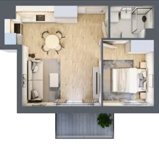 2 pokoje, mieszkanie 36,59 m², piętro 1, oferta nr B.1.52, Wyspiański Apartamenty, Żyrardów, ul. Wyspiańskiego 8