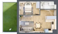 2 pokoje, mieszkanie 38,25 m², parter, oferta nr B.0.46, Wyspiański Apartamenty, Żyrardów, ul. Wyspiańskiego 8