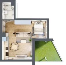 1 pokój, mieszkanie 33,45 m², parter, oferta nr C.0.91, Wyspiański Apartamenty, Żyrardów, ul. Wyspiańskiego 8