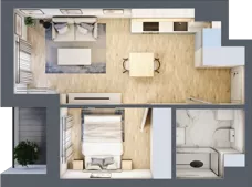2 pokoje, mieszkanie 34,86 m², piętro 1, oferta nr 6, Apartamenty Sobieskiego, Skierniewice,  ul. Jana III Sobieskiego 5A