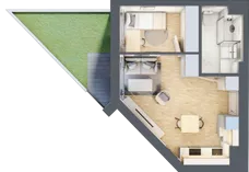 2 pokoje, mieszkanie 34,33 m², piętro 1, oferta nr 43, Apartamenty Sobieskiego, Skierniewice,  ul. Jana III Sobieskiego 5A