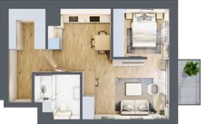 1 pokój, mieszkanie 46,11 m², piętro 3, oferta nr B.3.93, Daszyńskiego Square, Mińsk Mazowiecki, ul. Ignacego Daszyńskiego