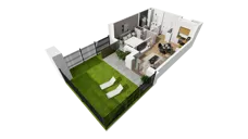 2 pokoje, mieszkanie 38,09 m², parter, oferta nr E/8, Osiedle Synteza bud. E, F, Gdańsk, Piecki-Migowo, Morena, ul. Lema