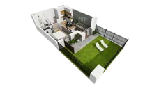 2 pokoje, mieszkanie 38,09 m², parter, oferta nr E/8, Osiedle Synteza bud. E, F, Gdańsk, Piecki-Migowo, Morena, ul. Lema