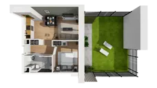 2 pokoje, mieszkanie 40,70 m², parter, oferta nr E/9, Osiedle Synteza bud. E, F, Gdańsk, Piecki-Migowo, Morena, ul. Lema