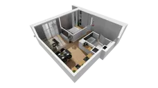 2 pokoje, mieszkanie 47,29 m², piętro 1, oferta nr E/23, Osiedle Synteza bud. E, F, Gdańsk, Piecki-Migowo, Morena, ul. Lema