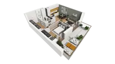2 pokoje, mieszkanie 47,29 m², piętro 1, oferta nr E/23, Osiedle Synteza bud. E, F, Gdańsk, Piecki-Migowo, Morena, ul. Lema