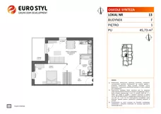 2 pokoje, mieszkanie 45,73 m², piętro 1, oferta nr F/13, Osiedle Synteza bud. E, F, Gdańsk, Piecki-Migowo, Morena, ul. Lema