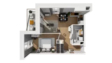 2 pokoje, mieszkanie 45,73 m², piętro 1, oferta nr F/13, Osiedle Synteza bud. E, F, Gdańsk, Piecki-Migowo, Morena, ul. Lema