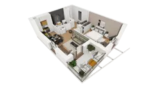 2 pokoje, mieszkanie 45,73 m², piętro 1, oferta nr F/13, Osiedle Synteza bud. E, F, Gdańsk, Piecki-Migowo, Morena, ul. Lema