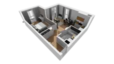 2 pokoje, mieszkanie 45,73 m², piętro 3, oferta nr F/35, Osiedle Synteza bud. E, F, Gdańsk, Piecki-Migowo, Morena, ul. Lema
