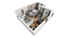 2 pokoje, mieszkanie 45,73 m², piętro 3, oferta nr F/35, Osiedle Synteza bud. E, F, Gdańsk, Piecki-Migowo, Morena, ul. Lema