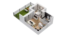 2 pokoje, mieszkanie 36,31 m², piętro 1, oferta nr C17/11, Konstelacja - etap IV, Gdynia, Pogórze, ul. Paderewskiego
