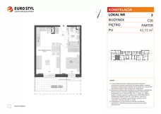 2 pokoje, mieszkanie 36,31 m², piętro 1, oferta nr C17/11, Konstelacja - etap IV, Gdynia, Pogórze, ul. Paderewskiego