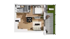 2 pokoje, mieszkanie 36,31 m², piętro 1, oferta nr C17/11, Konstelacja - etap IV, Gdynia, Pogórze, ul. Paderewskiego