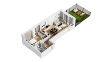 2 pokoje, mieszkanie 42,72 m², piętro 2, oferta nr C16/15, Konstelacja - etap IV, Gdynia, Pogórze, ul. Paderewskiego