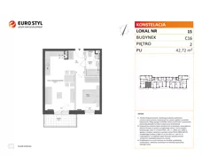 2 pokoje, mieszkanie 42,72 m², piętro 2, oferta nr C16/15, Konstelacja - etap IV, Gdynia, Pogórze, ul. Paderewskiego