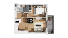 2 pokoje, mieszkanie 42,72 m², piętro 2, oferta nr C16/15, Konstelacja - etap IV, Gdynia, Pogórze, ul. Paderewskiego