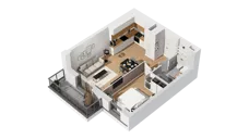 2 pokoje, mieszkanie 42,72 m², piętro 2, oferta nr C16/15, Konstelacja - etap IV, Gdynia, Pogórze, ul. Paderewskiego