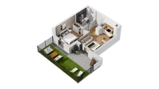 2 pokoje, mieszkanie 35,72 m², parter, oferta nr C17/1, Konstelacja - etap IV, Gdynia, Pogórze, ul. Paderewskiego