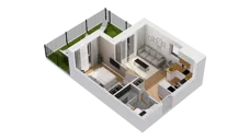 2 pokoje, mieszkanie 33,69 m², parter, oferta nr C17/2, Konstelacja - etap IV, Gdynia, Pogórze, ul. Paderewskiego