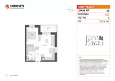 2 pokoje, mieszkanie 33,75 m², piętro 3, oferta nr C17/26, Konstelacja - etap IV, Gdynia, Pogórze, ul. Paderewskiego