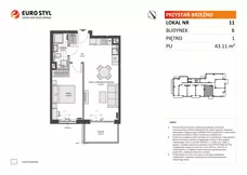 2 pokoje, mieszkanie 43,11 m², piętro 1, oferta nr B/11, Przystań Brzeźno - etap II, Gdańsk, Brzeźno, ul. Uczniowska