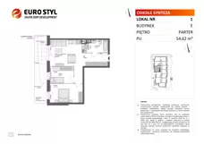 3 pokoje, mieszkanie 54,62 m², piętro 1, oferta nr E/12, Osiedle Synteza bud. E, F, Gdańsk, Piecki-Migowo, Morena, ul. Lema