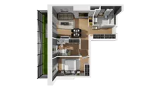 3 pokoje, mieszkanie 54,62 m², piętro 1, oferta nr E/12, Osiedle Synteza bud. E, F, Gdańsk, Piecki-Migowo, Morena, ul. Lema