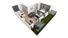 3 pokoje, mieszkanie 54,62 m², piętro 1, oferta nr E/12, Osiedle Synteza bud. E, F, Gdańsk, Piecki-Migowo, Morena, ul. Lema
