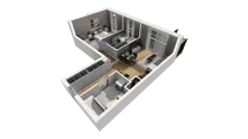 3 pokoje, mieszkanie 54,62 m², piętro 1, oferta nr E/12, Osiedle Synteza bud. E, F, Gdańsk, Piecki-Migowo, Morena, ul. Lema