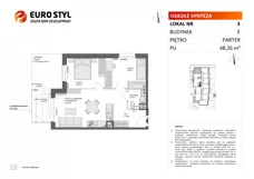 3 pokoje, mieszkanie 48,26 m², parter, oferta nr E/3, Osiedle Synteza bud. E, F, Gdańsk, Piecki-Migowo, Morena, ul. Lema