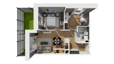 3 pokoje, mieszkanie 48,26 m², parter, oferta nr E/3, Osiedle Synteza bud. E, F, Gdańsk, Piecki-Migowo, Morena, ul. Lema