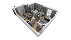 3 pokoje, mieszkanie 48,26 m², parter, oferta nr E/3, Osiedle Synteza bud. E, F, Gdańsk, Piecki-Migowo, Morena, ul. Lema