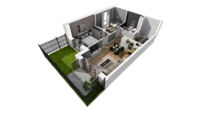 3 pokoje, mieszkanie 48,26 m², parter, oferta nr E/3, Osiedle Synteza bud. E, F, Gdańsk, Piecki-Migowo, Morena, ul. Lema