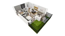 3 pokoje, mieszkanie 48,26 m², parter, oferta nr E/3, Osiedle Synteza bud. E, F, Gdańsk, Piecki-Migowo, Morena, ul. Lema