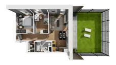 3 pokoje, mieszkanie 47,46 m², piętro 6, oferta nr F/66, Osiedle Synteza bud. E, F, Gdańsk, Piecki-Migowo, Morena, ul. Lema