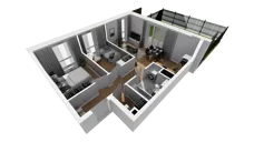 3 pokoje, mieszkanie 47,46 m², piętro 6, oferta nr F/66, Osiedle Synteza bud. E, F, Gdańsk, Piecki-Migowo, Morena, ul. Lema