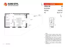 3 pokoje, mieszkanie 50,57 m², parter, oferta nr E/10, Osiedle Synteza bud. E, F, Gdańsk, Piecki-Migowo, Morena, ul. Lema