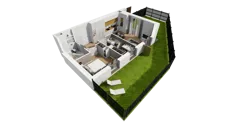 3 pokoje, mieszkanie 50,57 m², parter, oferta nr E/10, Osiedle Synteza bud. E, F, Gdańsk, Piecki-Migowo, Morena, ul. Lema